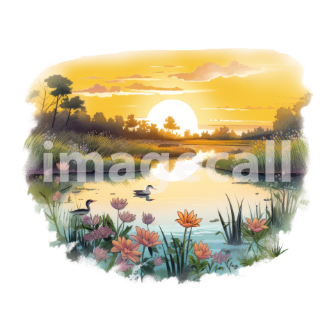 Clipart Sunset Lake (1)