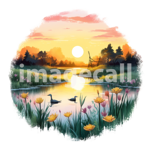 Clipart Sunset Lake (3)