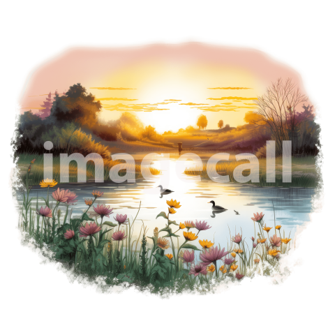 Clipart Sunset Lake (7)