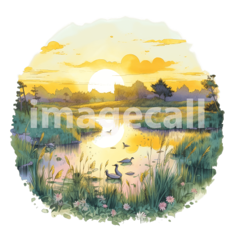 Clipart Sunset Lake (8)