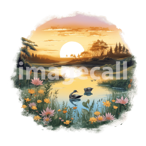 Clipart Sunset Lake (5)