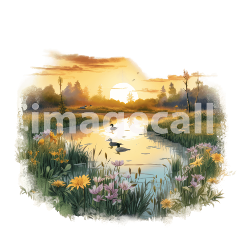 Clipart Sunset Lake (6)
