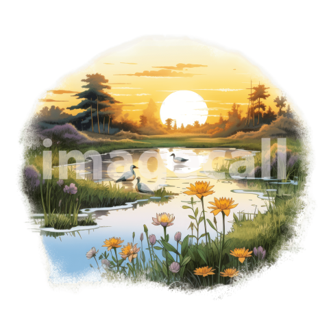 Clipart Sunset Lake (10)