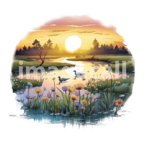 Clipart Sunset Lake (9)