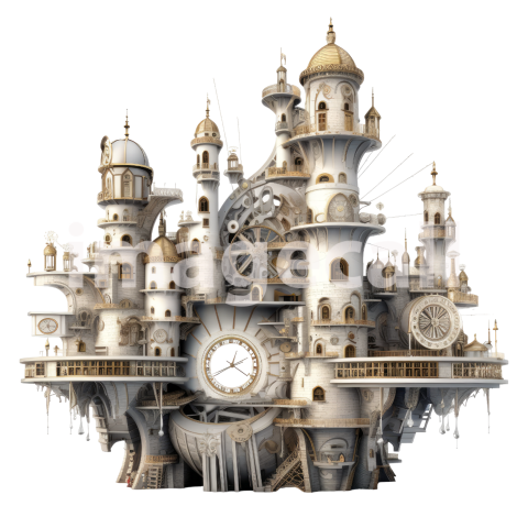 Clipart Steampunk Castles (4)