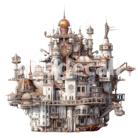 Clipart Steampunk Castles (9)