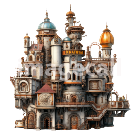 Clipart Steampunk Castles (11)
