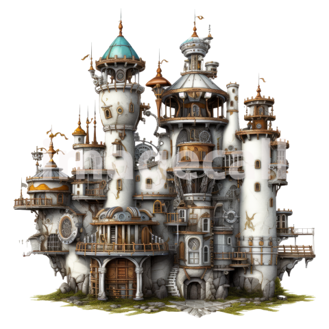 Clipart Steampunk Castles (16)