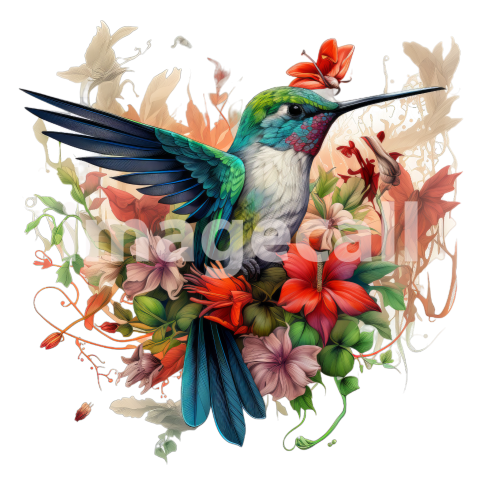 Clipart Floral Hummingbird (1)