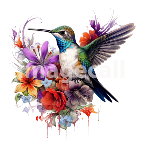 Clipart Floral Hummingbird (5)