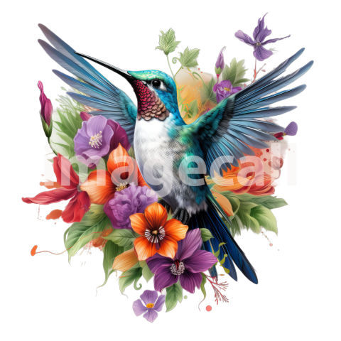 Clipart Floral Hummingbird (6)
