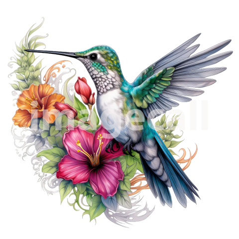 Clipart Floral Hummingbird (7)