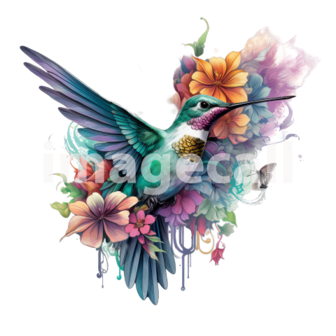 Clipart Floral Hummingbird (10)