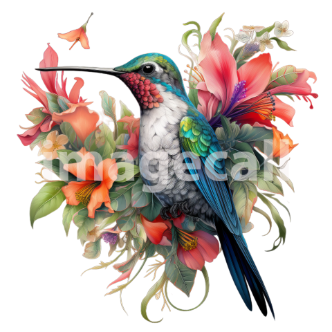Clipart Floral Hummingbird (9)