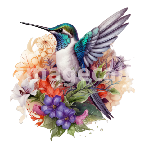 Clipart Floral Hummingbird (11)
