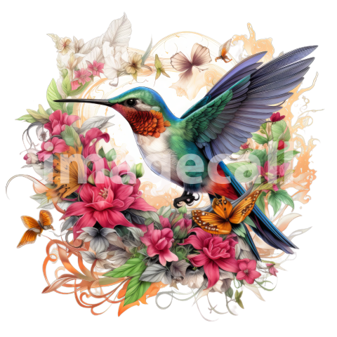 Clipart Floral Hummingbird (12)