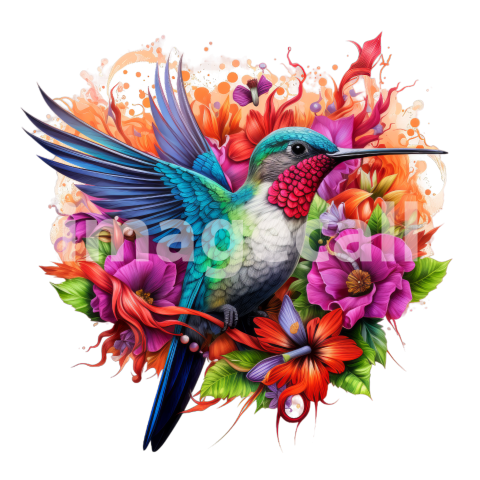 Clipart Floral Hummingbird (18)