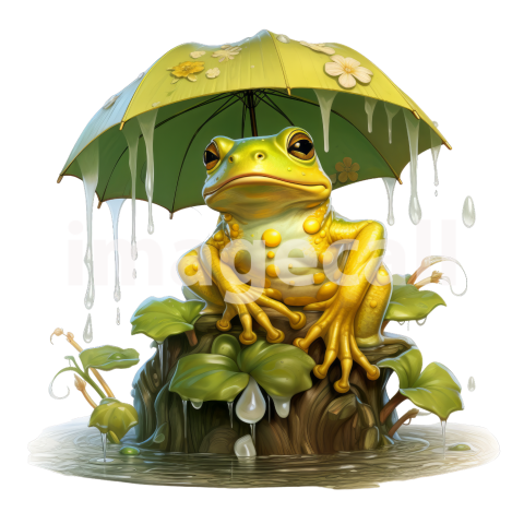 Clipart Frog in Rain (9)
