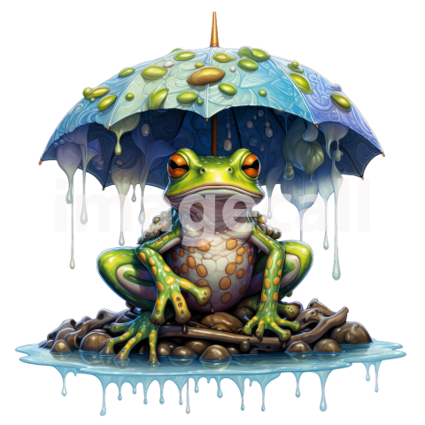 Clipart Frog in Rain (3)