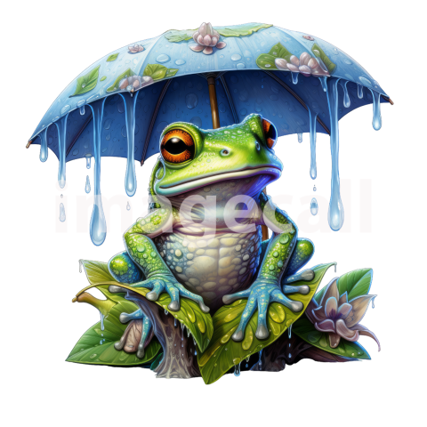 Clipart Frog in Rain (1)
