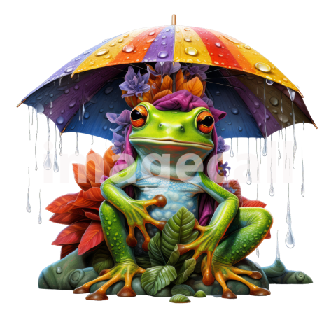 Clipart Frog in Rain (4)