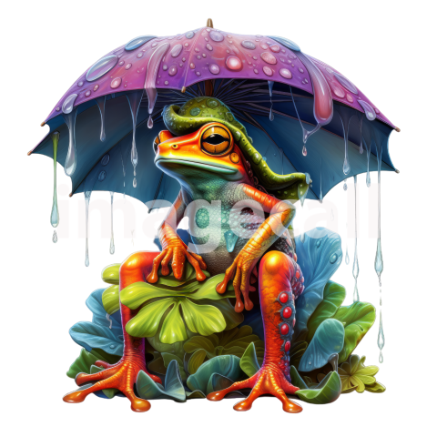 Clipart Frog in Rain (2)