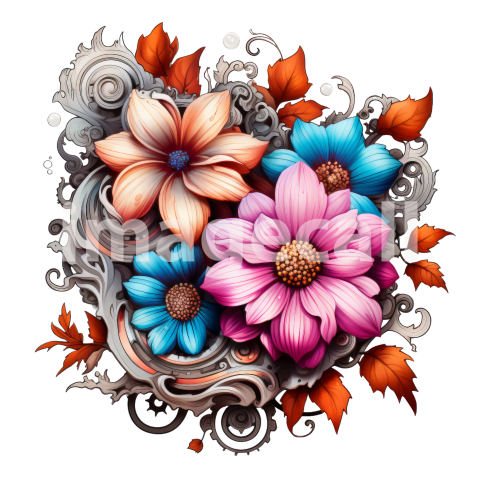 Clipart Steampunk Flowers (15)