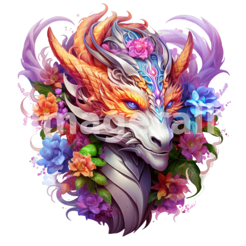 Clipart Floral Dragon (4)