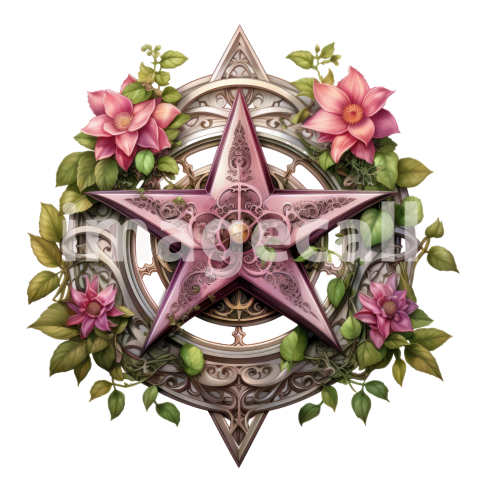 Clipart Floral Pentagram (1)