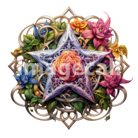 Clipart Floral Pentagram (7)