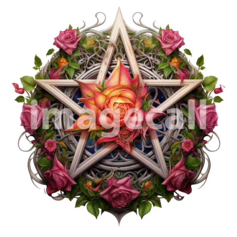 Clipart Floral Pentagram (10)
