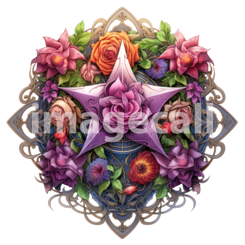 Clipart Floral Pentagram (9)