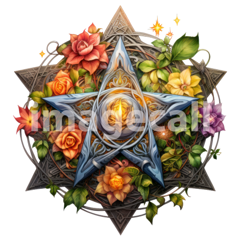 Clipart Floral Pentagram (12)