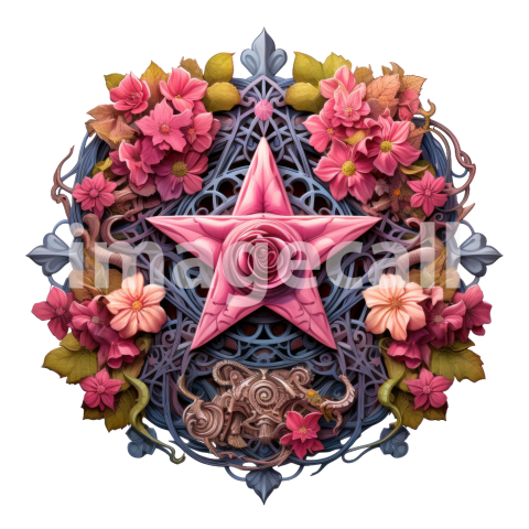 Clipart Floral Pentagram (3)