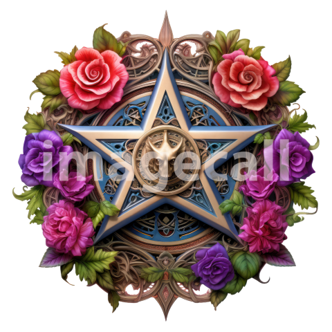 Clipart Floral Pentagram (6)