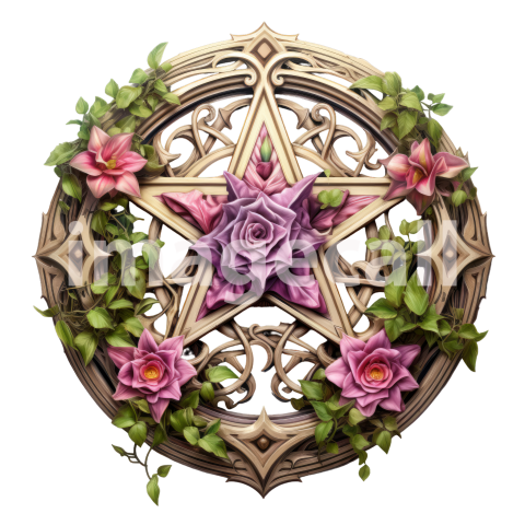 Clipart Floral Pentagram (13)