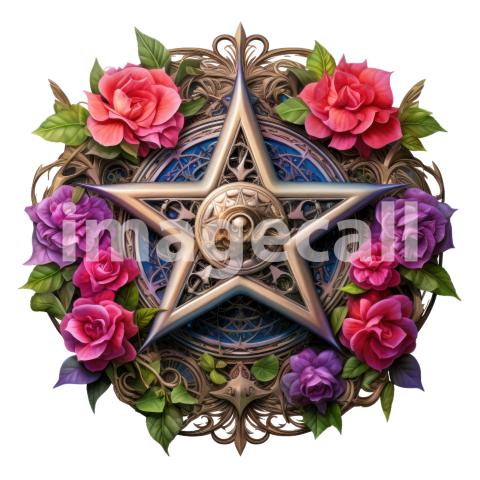 Clipart Floral Pentagram (4)