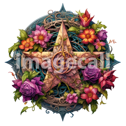 Clipart Floral Pentagram (11)