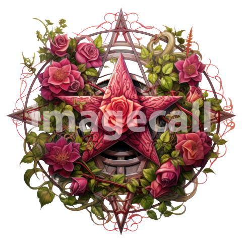 Clipart Floral Pentagram (19)