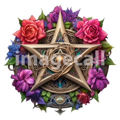 Clipart Floral Pentagram (14)