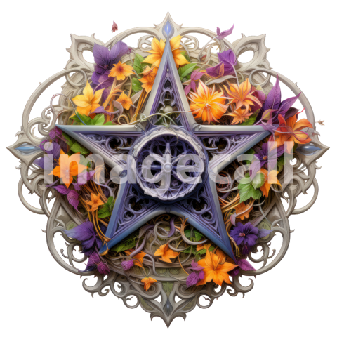 Clipart Floral Pentagram (2)