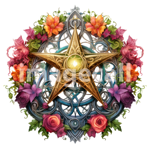 Clipart Floral Pentagram (16)
