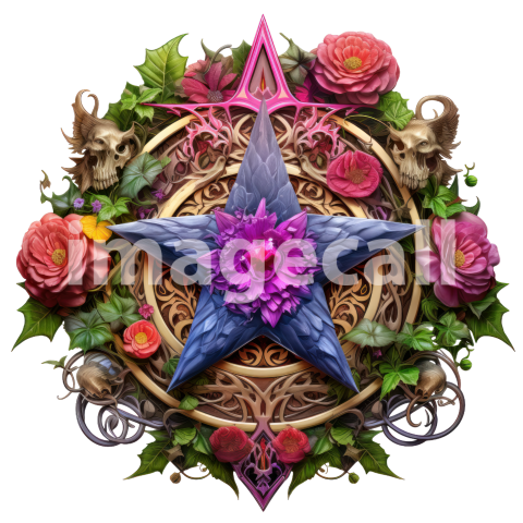 Clipart Floral Pentagram (15)