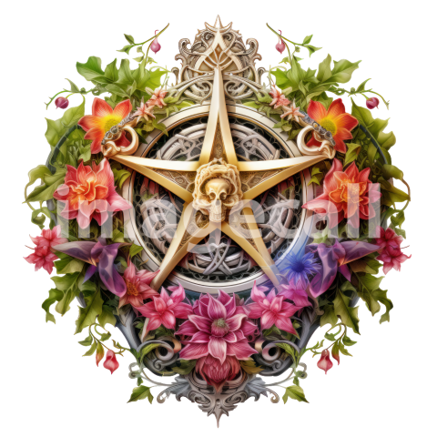 Clipart Floral Pentagram (17)