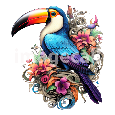 Clipart Floral Tucan (2)