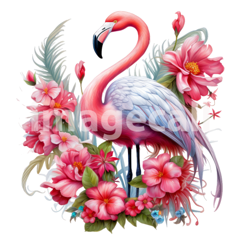 Clipart Floral Flamingos (2)