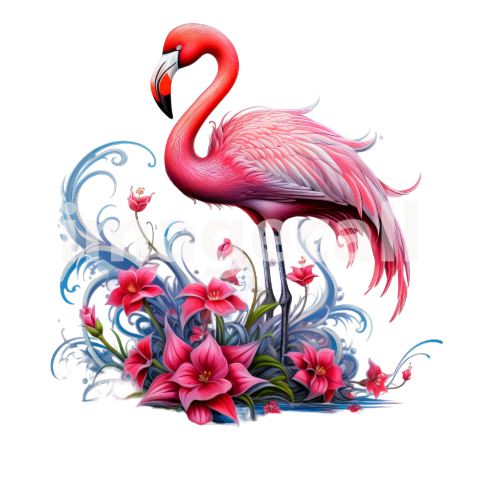 Clipart Floral Flamingos (3)