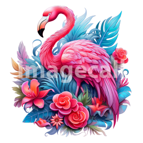Clipart Floral Flamingos (5)