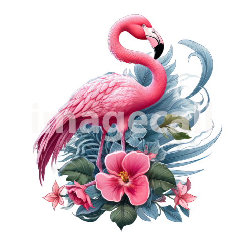 Clipart Floral Flamingos (8)