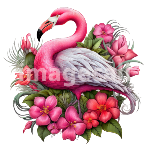 Clipart Floral Flamingos (10)